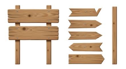 Set of Rustic Wooden Signposts and Arrow Signs directional sign