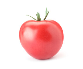 One ripe red tomato isolated on white