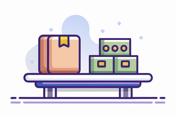 Parcel conveyor belt icon warehouse logistics minimalist design