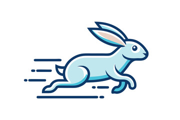 Rabbit hopping icon with subtle motion line illustration