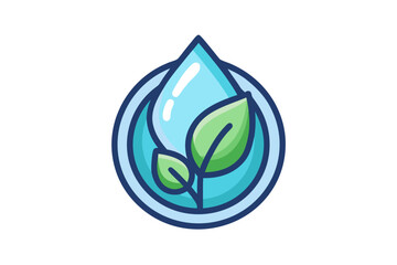 Rainwater droplet with subtle leaf overlay design symbol
