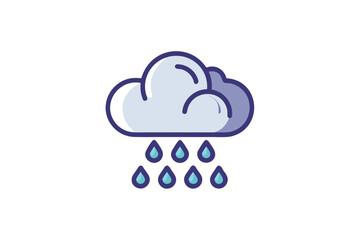 Rain cloud icon releasing controlled droplets minimal style