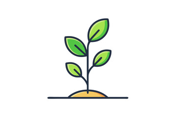 Sprouting plant with tiny eco leaf overlay illustration