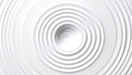 Obraz premium Abstract white circular pattern. Concentric rings create a dynamic design with varying depths and soft shadows on a bright background. Focus is the center