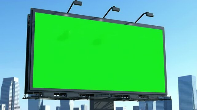 Green Screen Billboard Mockup in Cityscape - Advertising Space for Creative Content