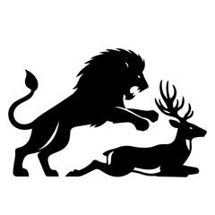 Silhouette vector illustration of a wild lion
