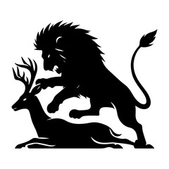 Silhouette vector illustration of a wild lion