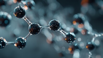 3D Molecular structure featuring transparent atom spheres and grid pattern