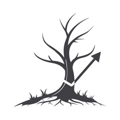 Dead Tree Growth Arrow Icon. Environmental Recovery and Sustainability Vector
