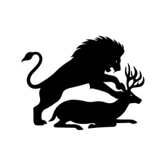 Silhouette vector illustration of a wild lion