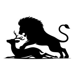Silhouette vector illustration of a wild lion
