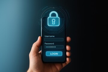 Secure Mobile Login Screen with User Interface Elements for Accessing Digital Accounts and Services