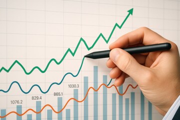 Obraz premium Business Growth Chart Showing Rising Trends in Data Analytics and Financial Performance Analysis