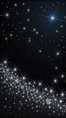 pure black background, overlay of sparkling diamond stars bottom right corner of page