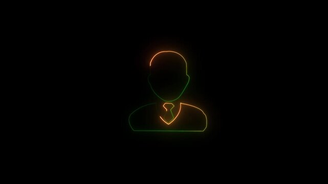 Businessman Job Manager Head Icon Old Vintage Twitched Bad Signal Screen Effect 4K Animation. Twitch, Noise,