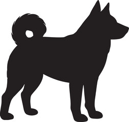 Silhouette of a norwegian elkhound dog standing proudly side profile facing right