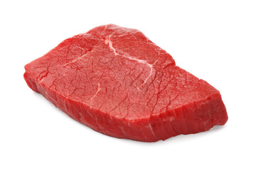 Piece of raw beef meat isolated on white