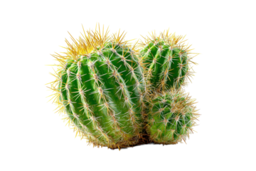 Green Barrel Cactus Trio on Transparent Background