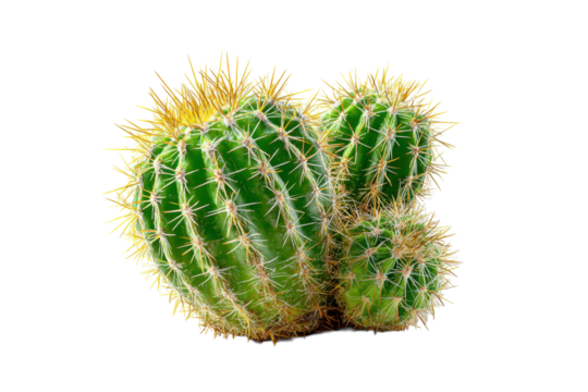 Green Barrel Cactus Trio on Transparent Background