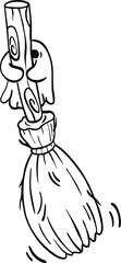illustration halloween broom hand drawn outline concept