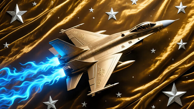 Fighter jet wall decor with stars