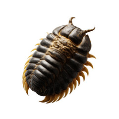 Close-up of a detailed trilobite fossil showcasing its segmented exoskeleton, vector graphic