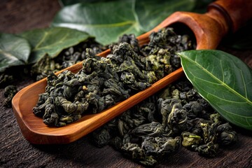 Tieguanyin Tea leaves, Chinese famous oolong tea background