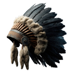 Detailed studio shot of a traditional Native American headdress with feathers, vector graphic