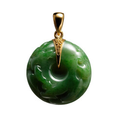 Elegant jade pendant featuring a traditional Pi disc shape, with a clean white background