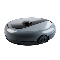 Futuristic robot vacuum cleaner isolated on a black background, on a transparent background