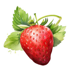 Ripe strawberry isolated on transparent background.