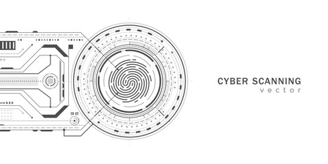 Fingerprint. Technological background. Safety lock. Security access sign. Vector illustration .