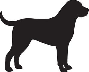 Silhouette of a large dog breed standing alert full body profile side view