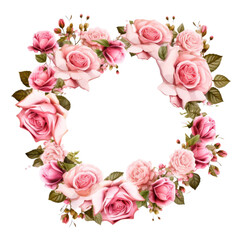Roses Floral Frame isolated on transparent background.