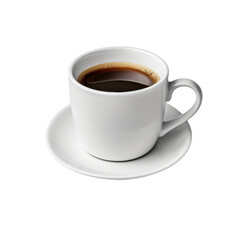 White coffee cup isolated on transparent background.