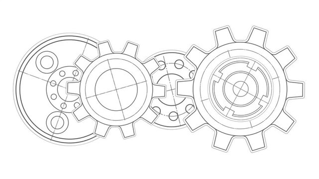 Gears. Technical drawing of gear .Engineering industry. Technology background.