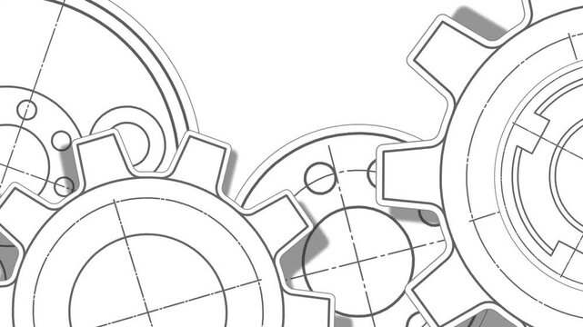 School education, study. Gears. Engineering industry. Technical drawing of gear .Technology background.