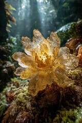 Golden Underwater Plant In Forest