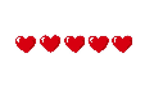 pixel game life bar animation, blinking and shatter, 8 bit retro animation, gaming 8 bit concept, game symbol