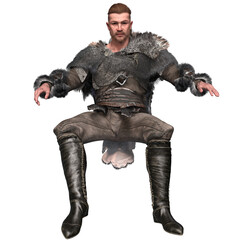 3D rendered fantasy male Viking warrior isolated on transparent background
