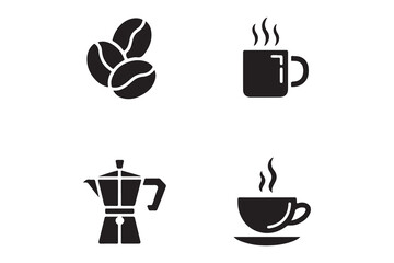 Coffee Beans, Cup, and Brewing Devices Icons