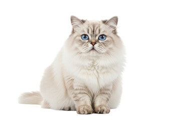 Obraz premium Beautiful Ragdoll cat with blue eyes isolated on transparent PNG, fluffy feline breed for pet lovers and animal enthusiasts