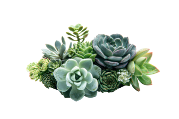 Succulent arrangement on transparent background