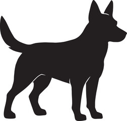 Silhouette of a standing belgian malinois dog breed loyal companion for various design projects