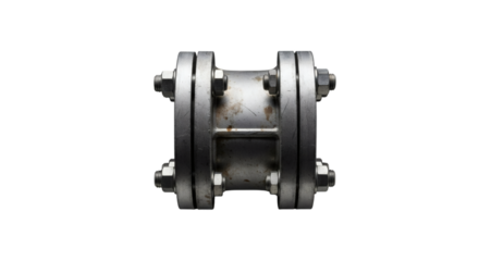Industrial pipe flange connector isolated on transparent background
