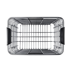  Empty metal shopping basket from overhead view isolated on transparent White background png