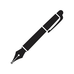 Simple black and white illustration of a classic fountain pen design