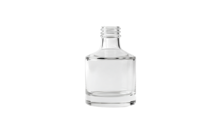 Clear glass bottle with liquid isolated on transparent background