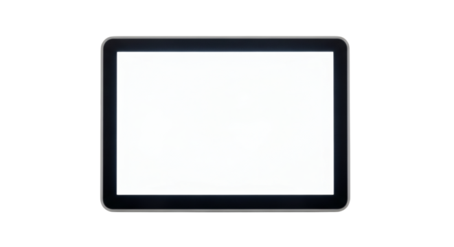 Modern tablet computer with a blank white screen isolated on transparent background