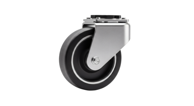 Industrial swivel caster wheel isolated on transparent background